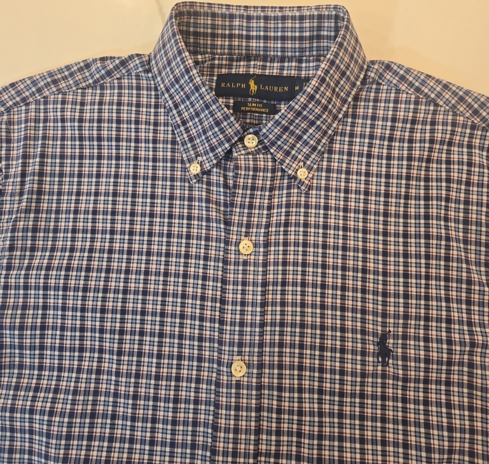 Ralph Lauren Men's Performance Stretch Slim Fit Plaid Button Down Shirt Medium